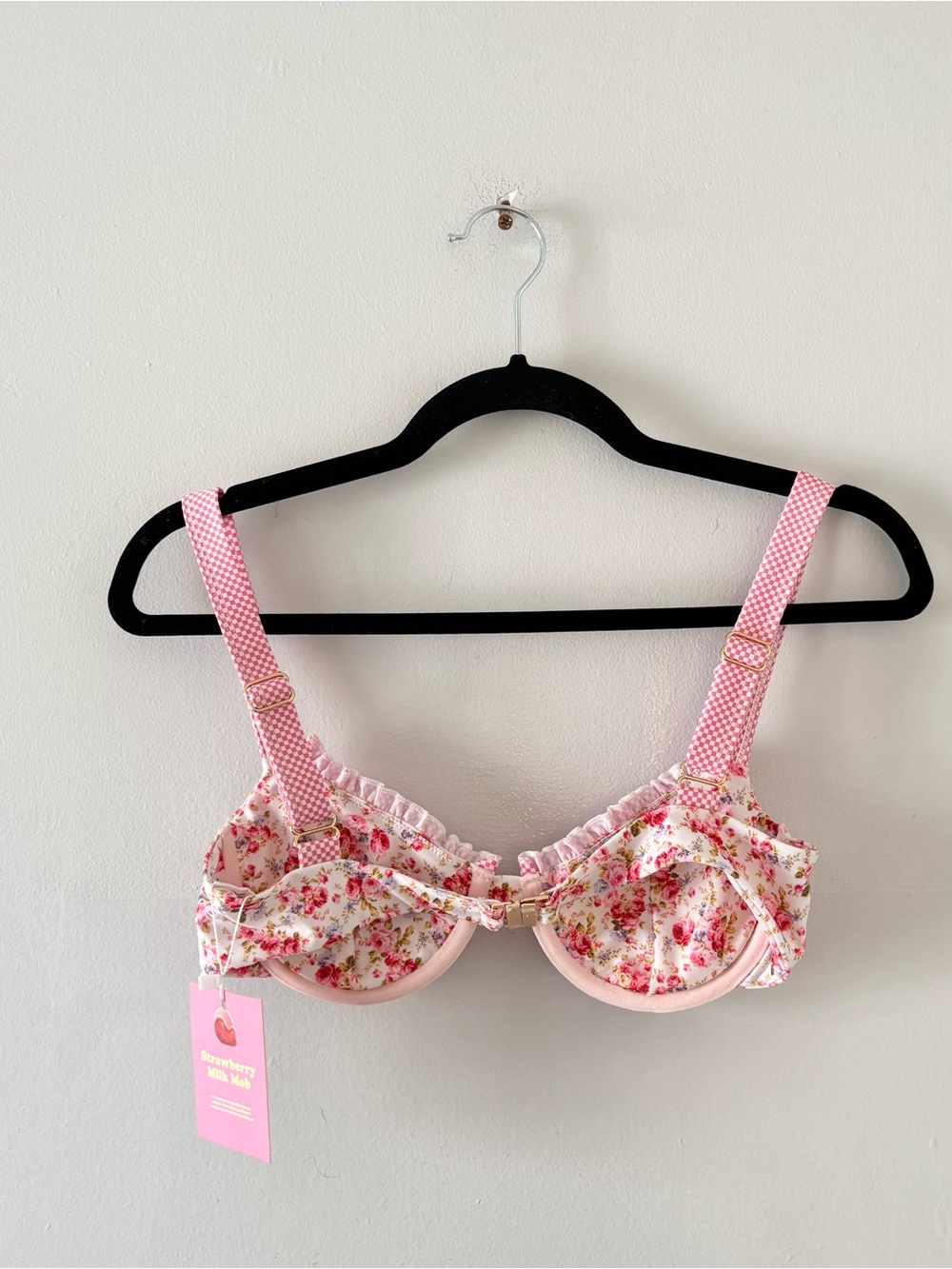 Strawberry Milk Mob NWT Floral Bikini Top Swim Swimwear Two Piece Flowers - Picture 3 of 4